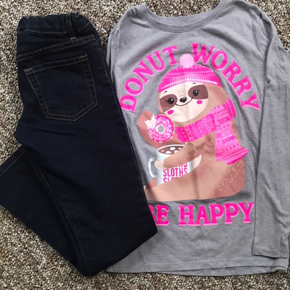 The Children's Place Other - Donut worry winter sloth outfit long sleeve shirt